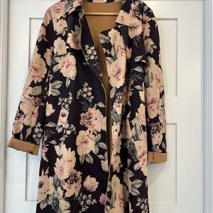 Solitaire Floral Coat/Long Blazer with Black and Tan Design